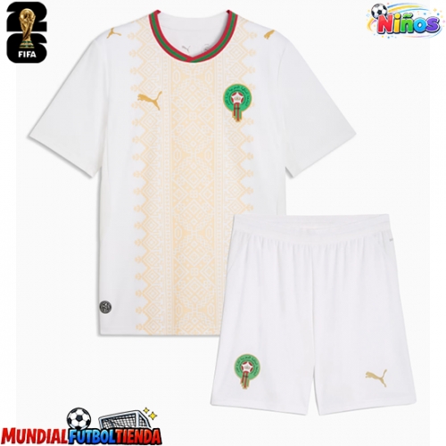 Camiseta Marruecos Segunda Equipación Replica Mundial 2026 para niños mangas cortas (+ Pantalones cortos)